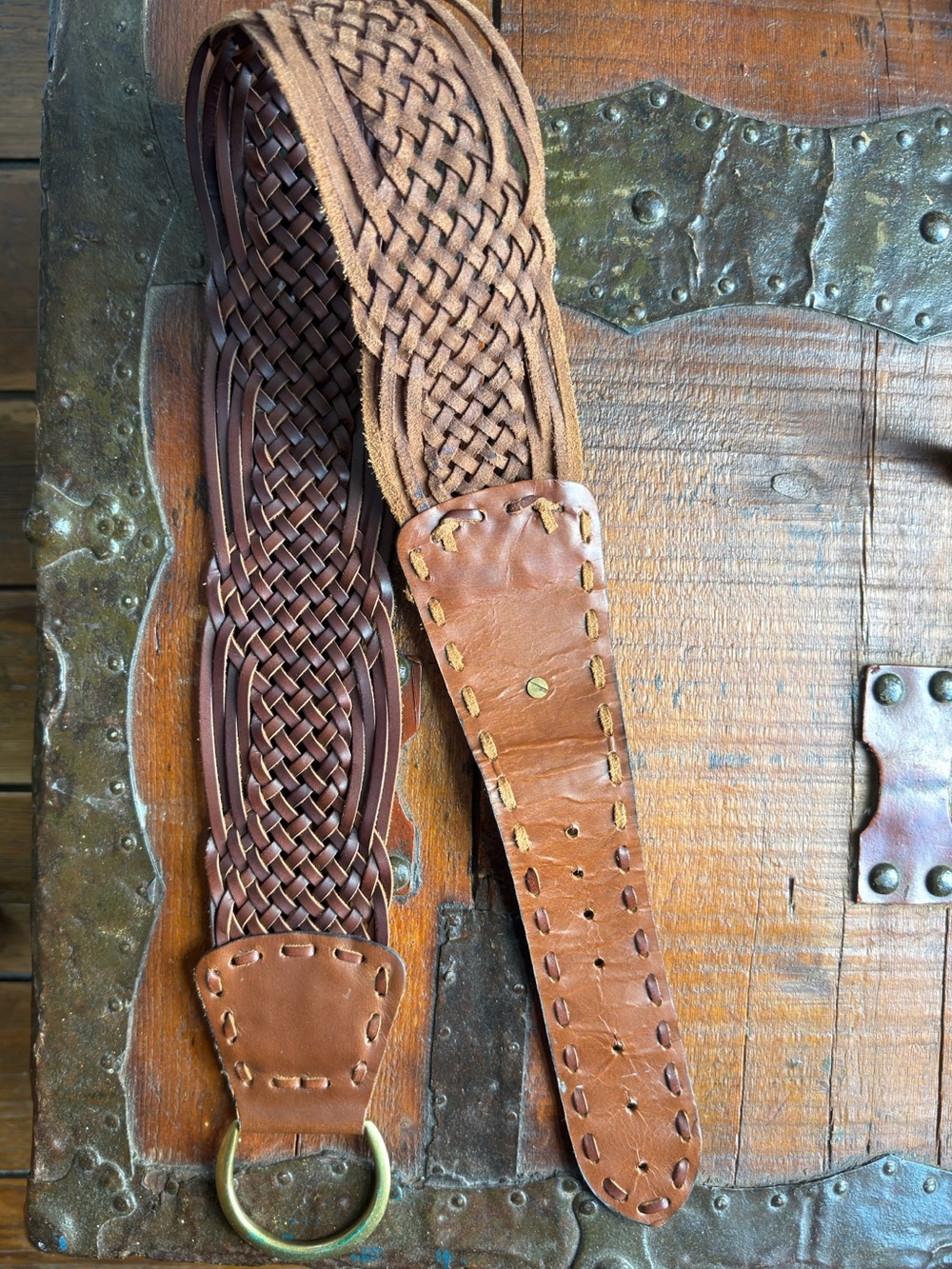Rare Medieval Leather Braided Belt